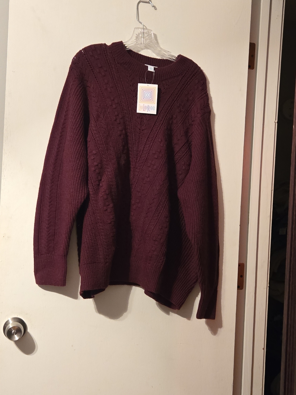 LuLaRoe Cable Knit Sweater In Burgundy